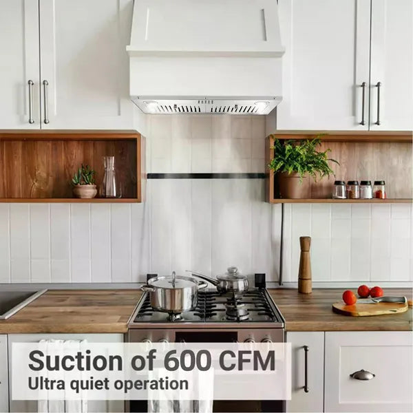 30 Inch Insert Range Hood 600 CFM; Built-in Stainless Steel Range Hoods With Right Button Controls And Back LED Lights - view 5