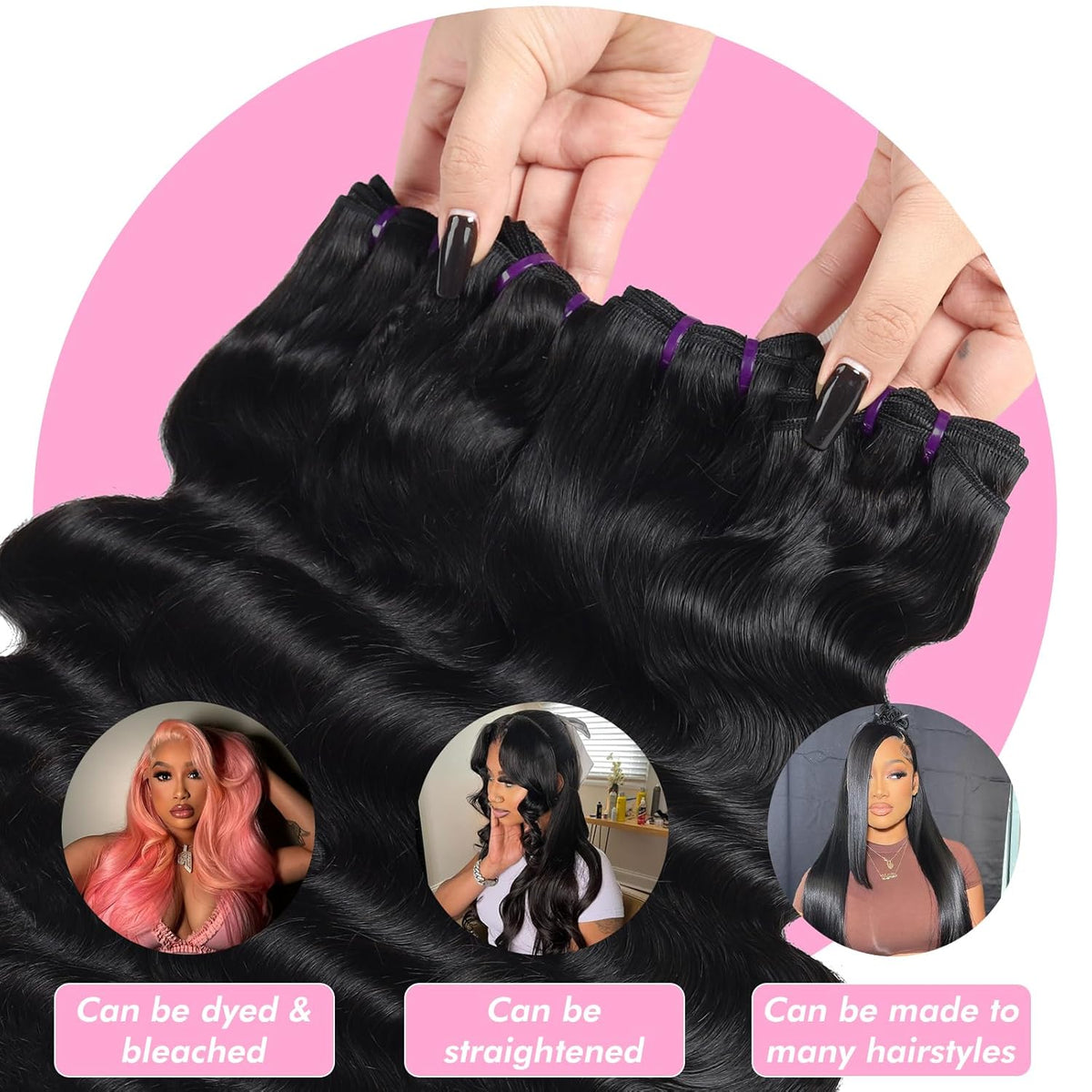 Human Hair Bundle Extensions Body Wave Natural Color - view 7