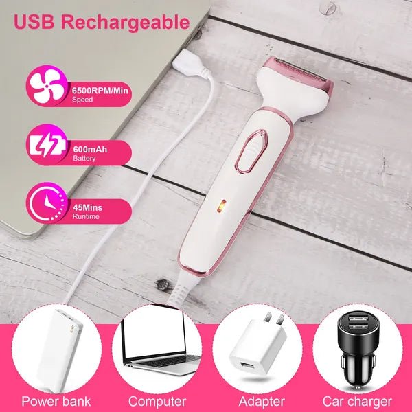 4 In 1 Electric Razor For Women Painless Grooming Kit Rechargeable Eyebrow Nose Hair Pubic Hair Bikini Trimmer Face - view 5