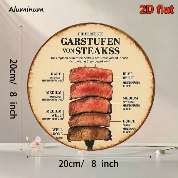 1pc Vintage French/German Steak Doneness Chart, 8x8 Inch Retro Meat Temperature Guide Sign - view 5