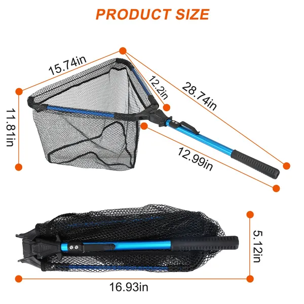 Foldable Fishing Net With Aluminum Alloy Rod EVA Handle Durable 5MM - view 6