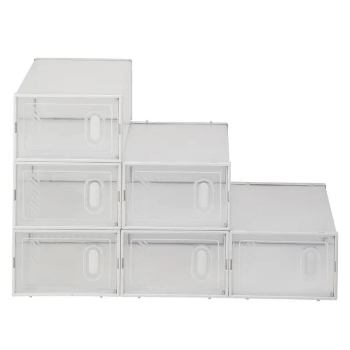 Shoe Storage Boxes 6 Pack Clear Plastic Stackable White - view 3
