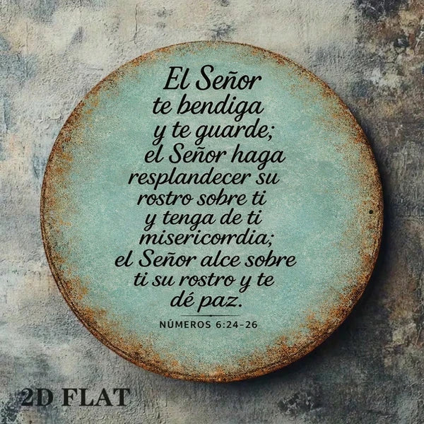1pc 8x8in Vintage God Bless You Round Sign, Bless You Round Sign, Round Sign, Spanish Bible Verse 2D Flat Plaque - view 5