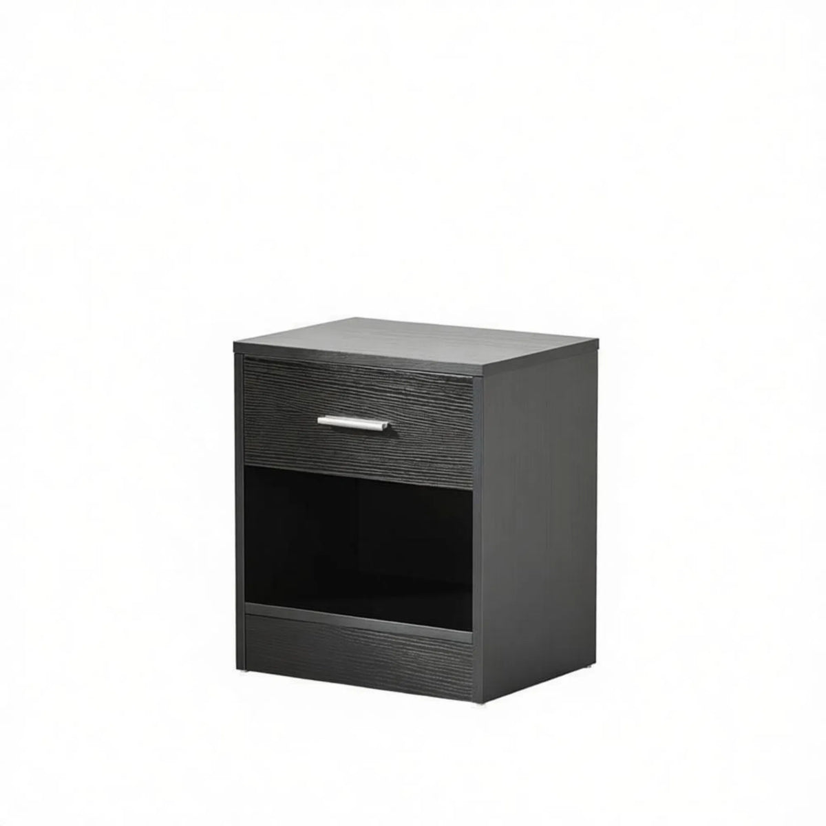 Black Wood Grain Modern Side Table with Drawer & Storage Shelf, Compact End Table for Living Room - view 8