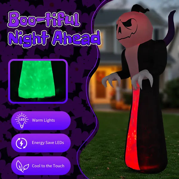 12FT Giant Halloween Inflatable Blow Up Decorations, Grim Reaper With Jack-o'-Lantern Pumpkin Head And 3-Color LED - view 5