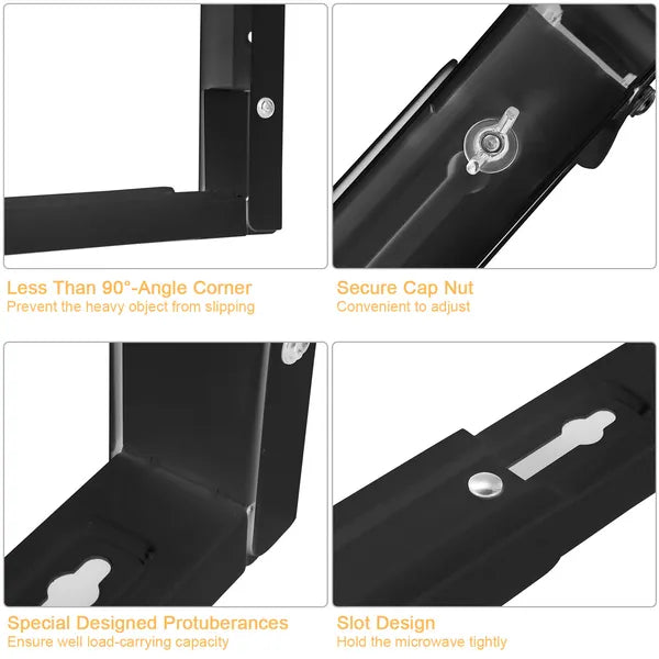 2 Pcs Microwave Brackets Adjustable Wall Mount Shelf Heavy Duty Carbon Steel Wall Microwave Cradle - view 6