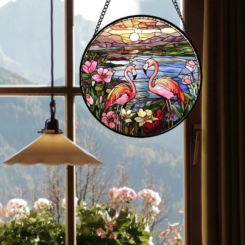 Acrylic Flamingo Garden Sun Catcher Window Door Hanging Outdoor Home Decor Colorful Ornamental Pendant - view 6