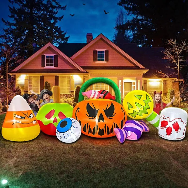 10 FT Halloween Inflatable Outdoor Decorations Pumpkin Ghost Combo, Halloween Decorations Outdoor Inflatable Bow Up - view 5