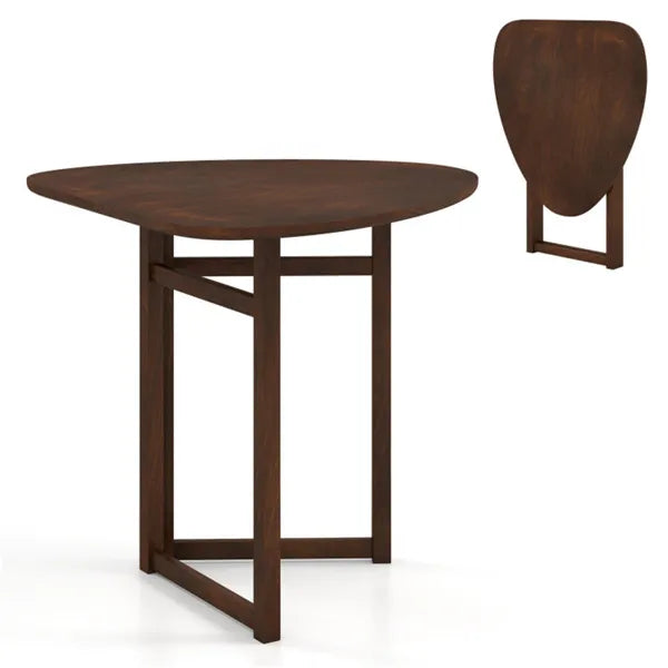 31.5" Small Folding Dining Table, Walnut Solid Wood Foldable Kitchen Table For 2 People - view 5