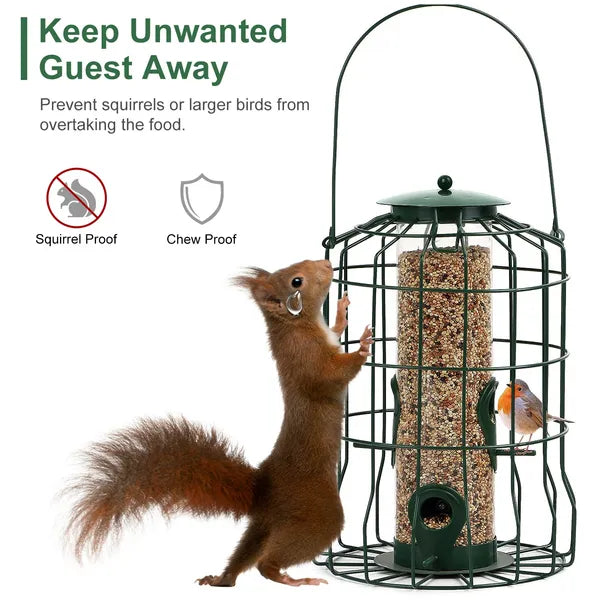 Outdoor Wild Bird Feeder Squirrel-Proof Chew-Proof Metal Hanging Seed Feeder With 4 Feeding Ports For Small Songbirds - view 5