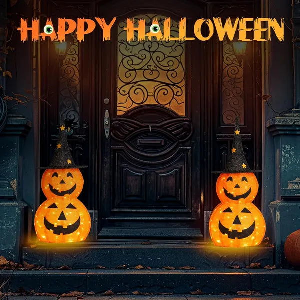 3FT Cute Collapsible Lighted Halloween Decorations Outdoor, 2-PCS Pop Up Halloween Pumpkin Decorations - view 5