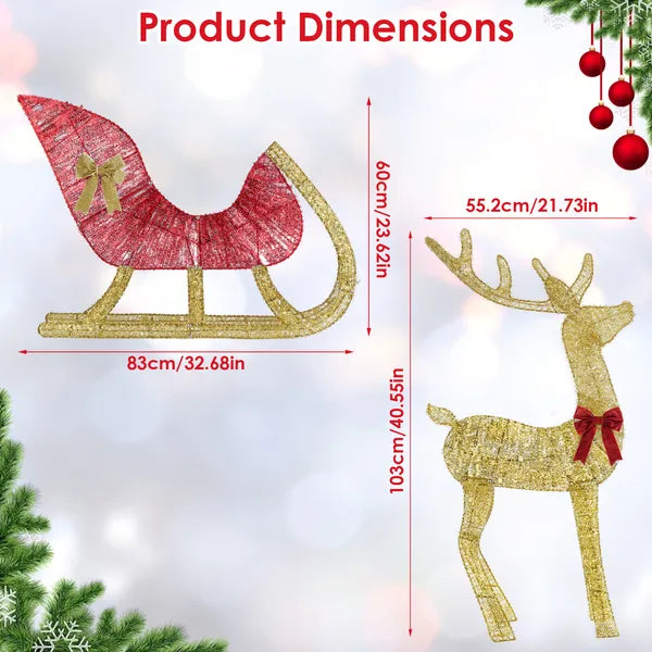 Lighted Christmas Reindeer & Sleigh Indoor Outdoor Christmas Decoration Christmas Lighted Display With 8 Lighting Modes - view 5