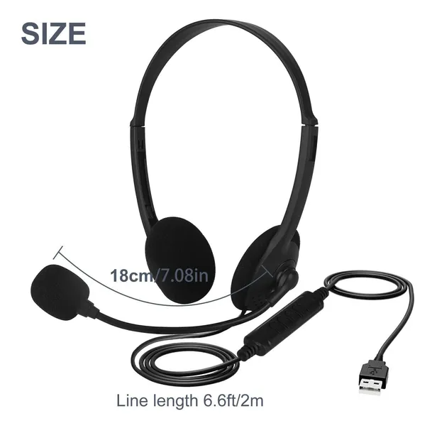 USB Headset Headphone With Microphone Noise Cancelling For PC Computer Call Chat - view 5