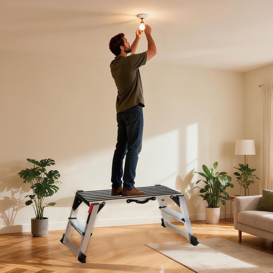 Folding Work Platform, Aluminum Drywall Stool Ladder, 660 Lbs Load Capacity Heavy Duty Work Bench W Non-Slip Feet - view 10