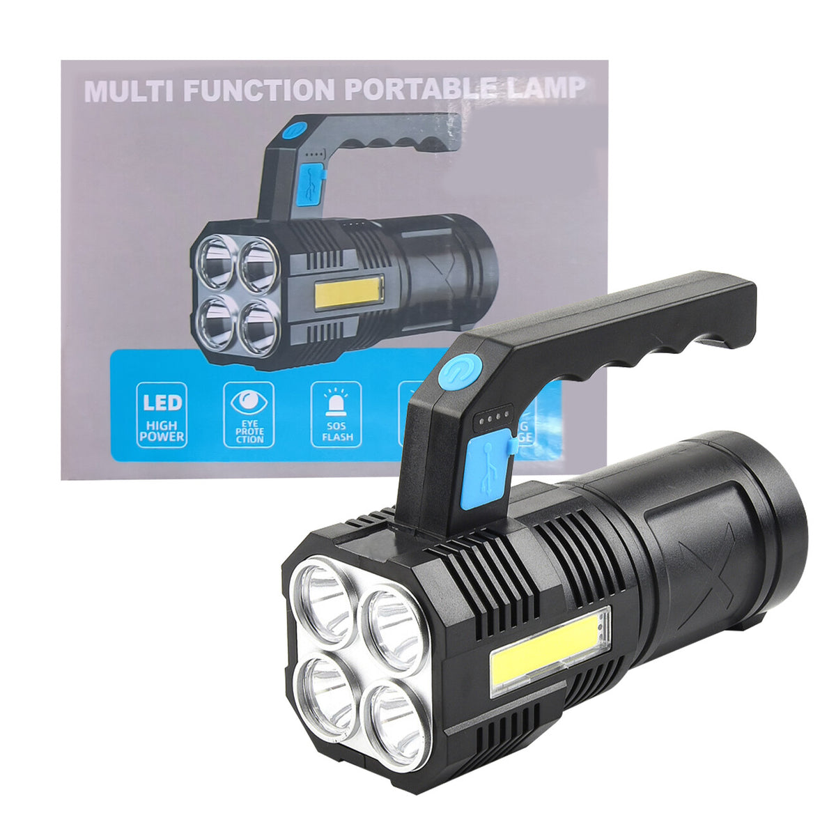LED Flashlight USB Rechargeable Torch COB Spotlight Camping Light Emergency Lamp 4 Modes Waterproof Work Light - view 5