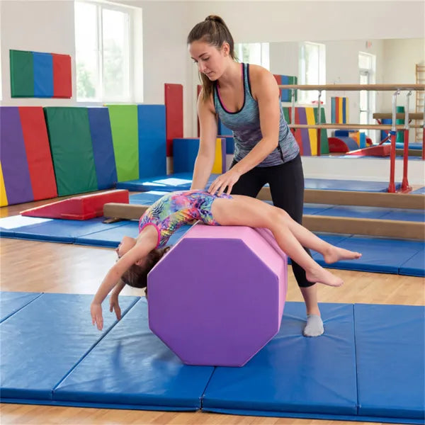 Octagon Tumbling Mat, Gymnastics Training Mat For Backbends Somersaults, Pink & Purple Artificial Leather Foam Mat - view 5