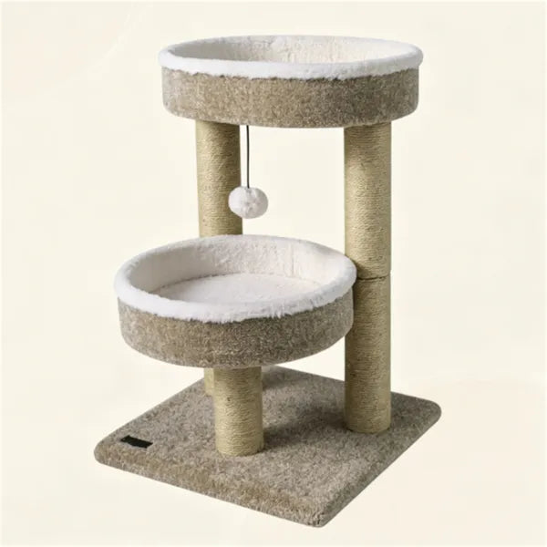 24 Inch Compact Cat Tree With 2 Plush Perches, Jute Rope Scratching Posts & Hanging Toy Ball - view 5