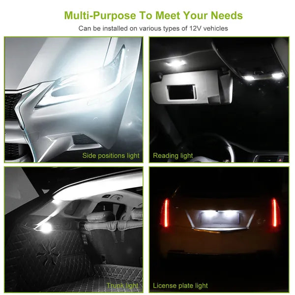 10PCS T10 LED Bulbs 194 LED Lights 12V 1W 5730 Xenon White Wedge Base LED Replacement Bulbs For License Plate Parking - view 5