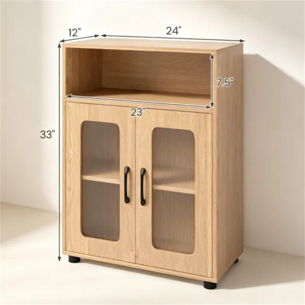 Natural Modern Engineered Wood Bathroom Cabinet With Open Compartment - view 5
