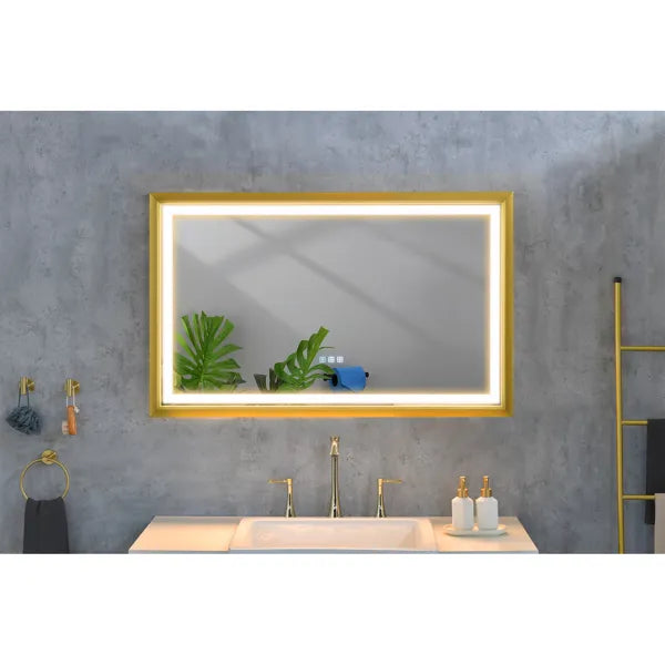 42x24 Inch LED Frontlit Bathroom Mirror with Metal Frame, Wall Mounted Vanity Mirror with Smart Touch Button, Anti-Fog - view 10