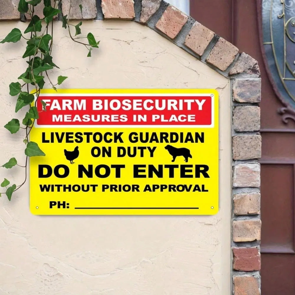 1pc Vale Farm Biosecurity Livestock Guardian Metal Sign, Caution Danger Safety Warning Notice, Safety Warning Notice - view 6