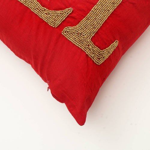 Handcrafted Red Noel Beadwork Lumber Pillow Perfect For The Season - view 5