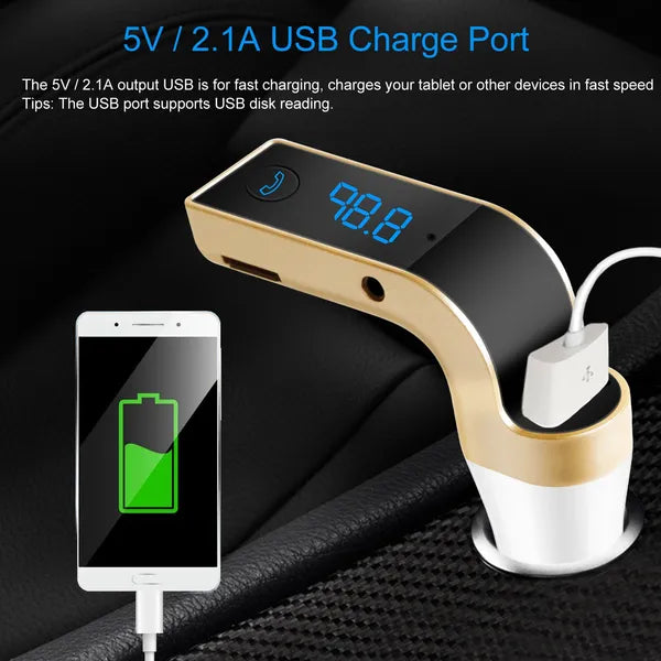 Car Wireless FM Transmitter USB Charger Hands-free Call MP3 Player MMC Card Reading Aux-in LCD Display - view 5