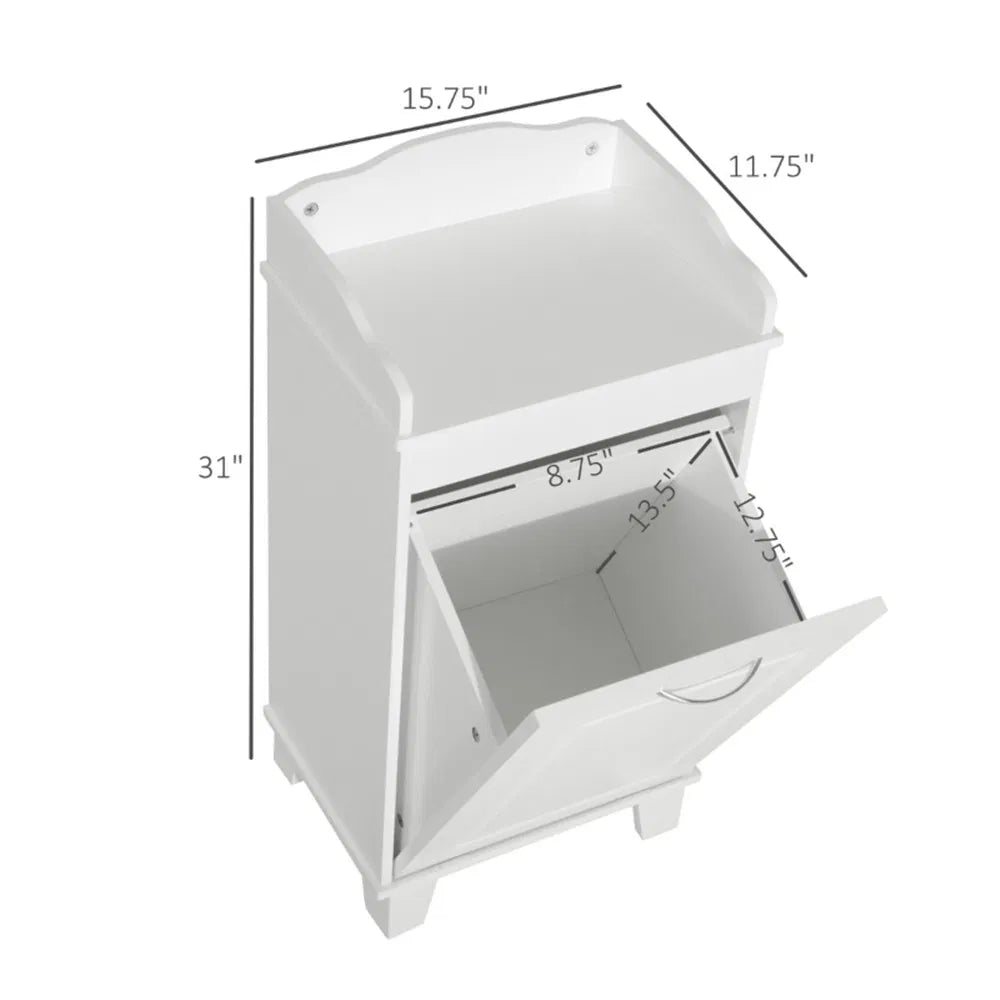 Free Standing Home Organizer Hamper, Bathroom Storage Cabinet, White - view 7
