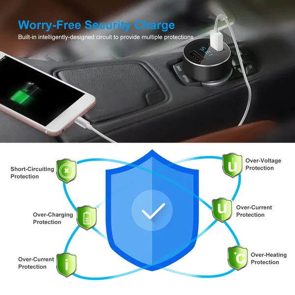 Universal 15W/3.1A Dual USB Car Charger Adapter Aluminum Alloy Fast Car Charging Adapter For IPhone XR XS Tablet PC - view 5