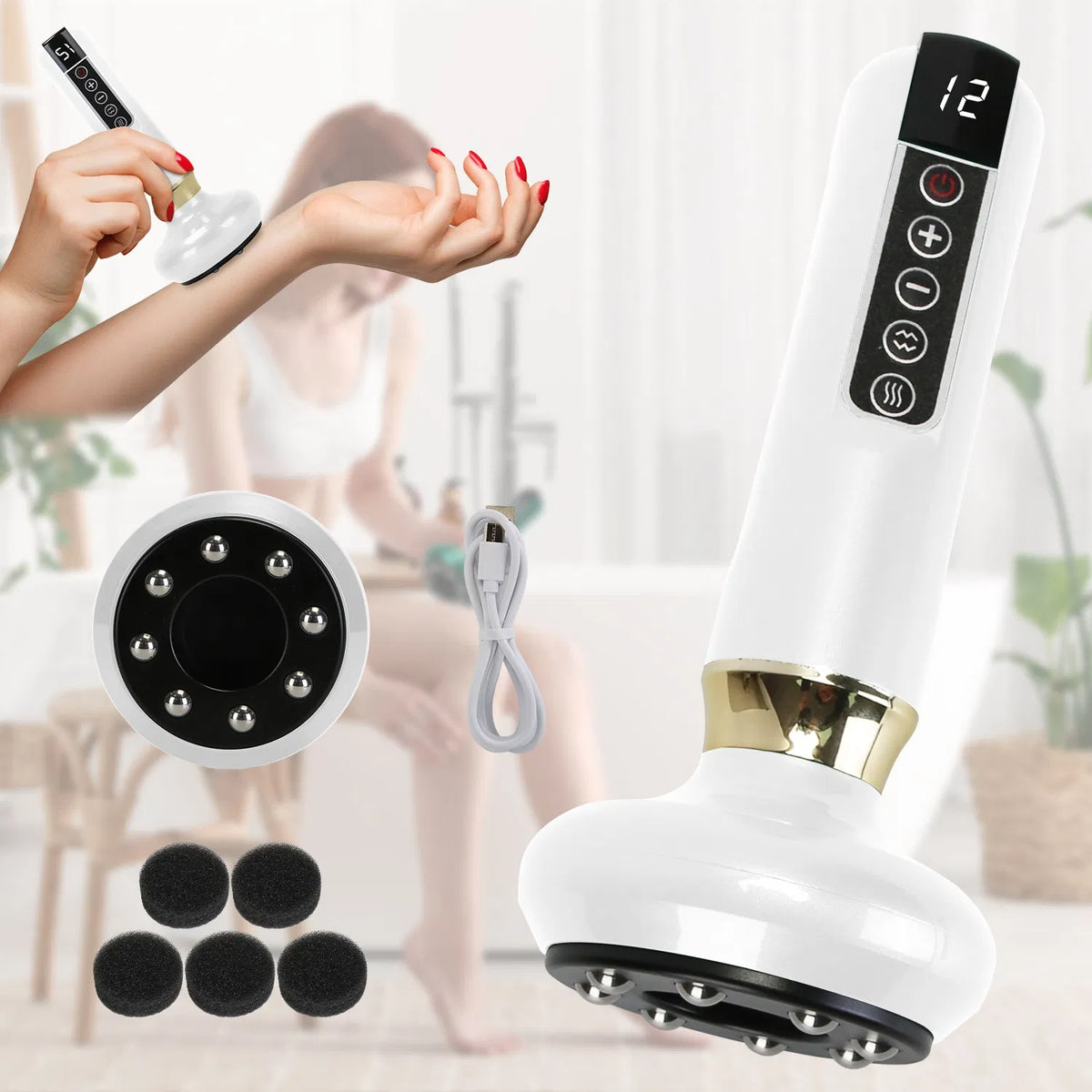 Anti Cellulite Massager Handheld Vacuum Suction Cupping Kit Beauty Tool With 12 Suction Mode 12 Heating 20Mins Auto-Off - view 10