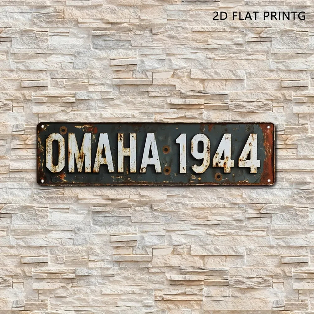 Vintage Military Aluminum Sign Omaha Beach WW2 Landmark Rustic Wall Decor For Garage Bar Man Cave - view 6