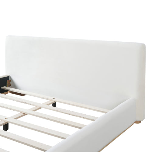 Elegant Upholstered Bed With Solid Wood Frame, Unlocking A New Experience Of Comfortable Sleeping, Queen, White - view 8
