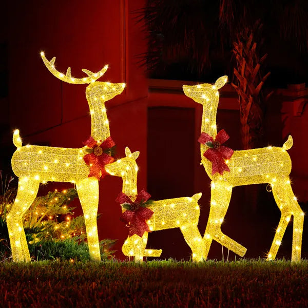 3-Piece Lighted Christmas Reindeer Family Set Outdoor Decorations, Weather Proof 2D Deer Family Set Of 3 Christmas - view 10