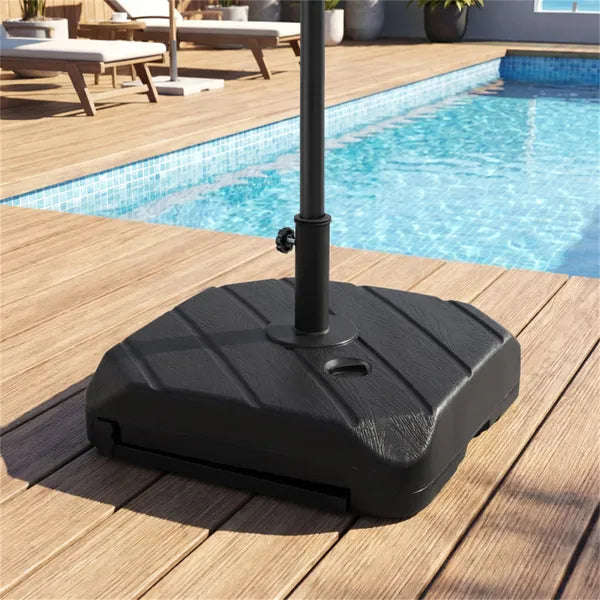 Rolling Fillable Patio Umbrella Base With Foldable Pull Rod & Hidden Wheels - view 6