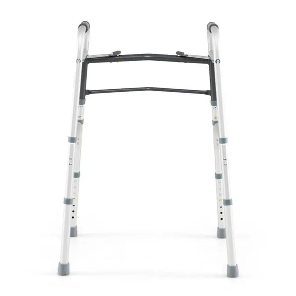 Silver Foldable Walker, 2-Button Folding Mechanism & 7-Level Adjustable Height (30"-36"), 350LBS Capacity - view 5