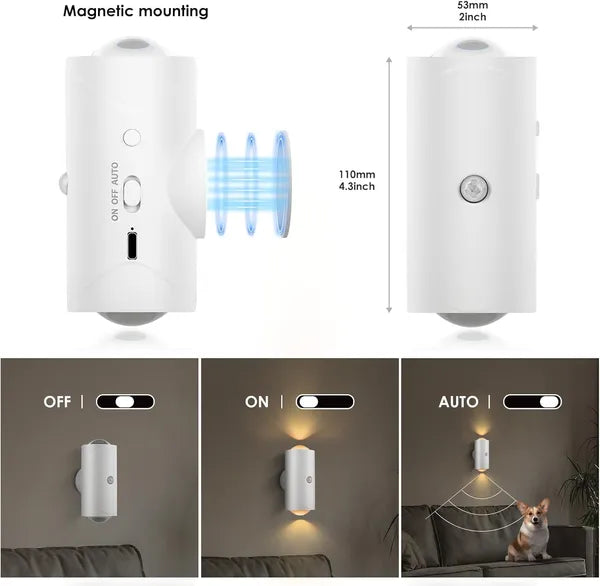 LED Motion Sensor Night Light, 7 Colors Rechargeable Battery Stair Light, Wireless Magnetic Wall Lamp - view 5