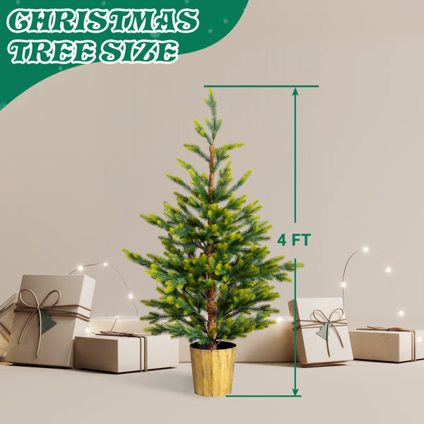 2 Pack 4 FT Dual Tone Artificial Christmas Tree With Pot Stand, Potted Xmas Pine Tree With 119 Branch Tips For Holiday - view 10