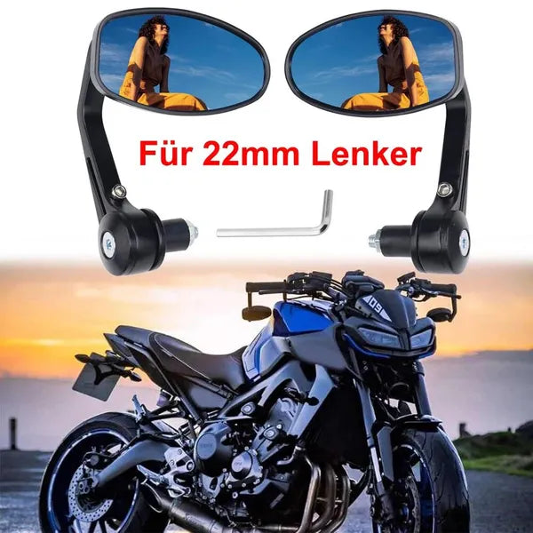 Motorcycle Handlebar End Mirror, Mirror, Rearview Mirror, CNC E-checked, 7/8", Black - view 5