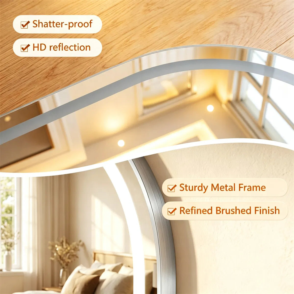 32x20" Oval LED Backlit Bathroom Mirror, 3 Color Temperatures Stepless Dimmable Vanity Mirror - view 10