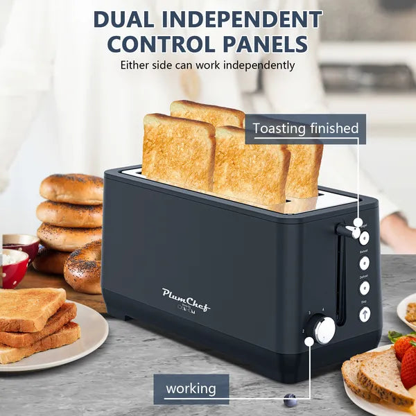 4-Slice Toaster, Extra Wide Long Slot Toaster, 6 Browning Settings, Bagel/Defrost/Reheat Functions - view 5