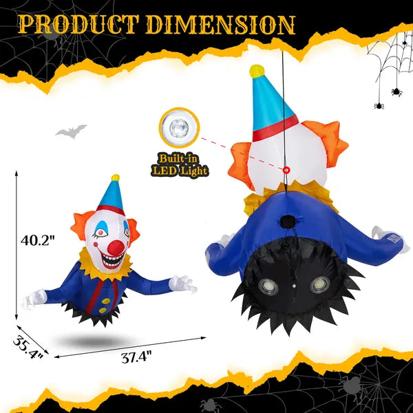 3.3 FT Halloween Inflatable Clown Broke Out From Window Outdoor Decorations - view 5