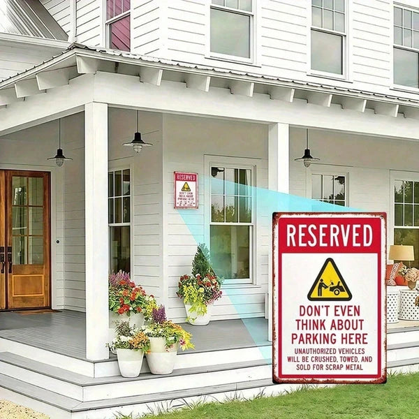 Vintage Rustic Iron Metal Sign 8x12 Inch No Parking Warning Plaque, Waterproof Rustproof 2D Flat Wall Art Decor - view 5