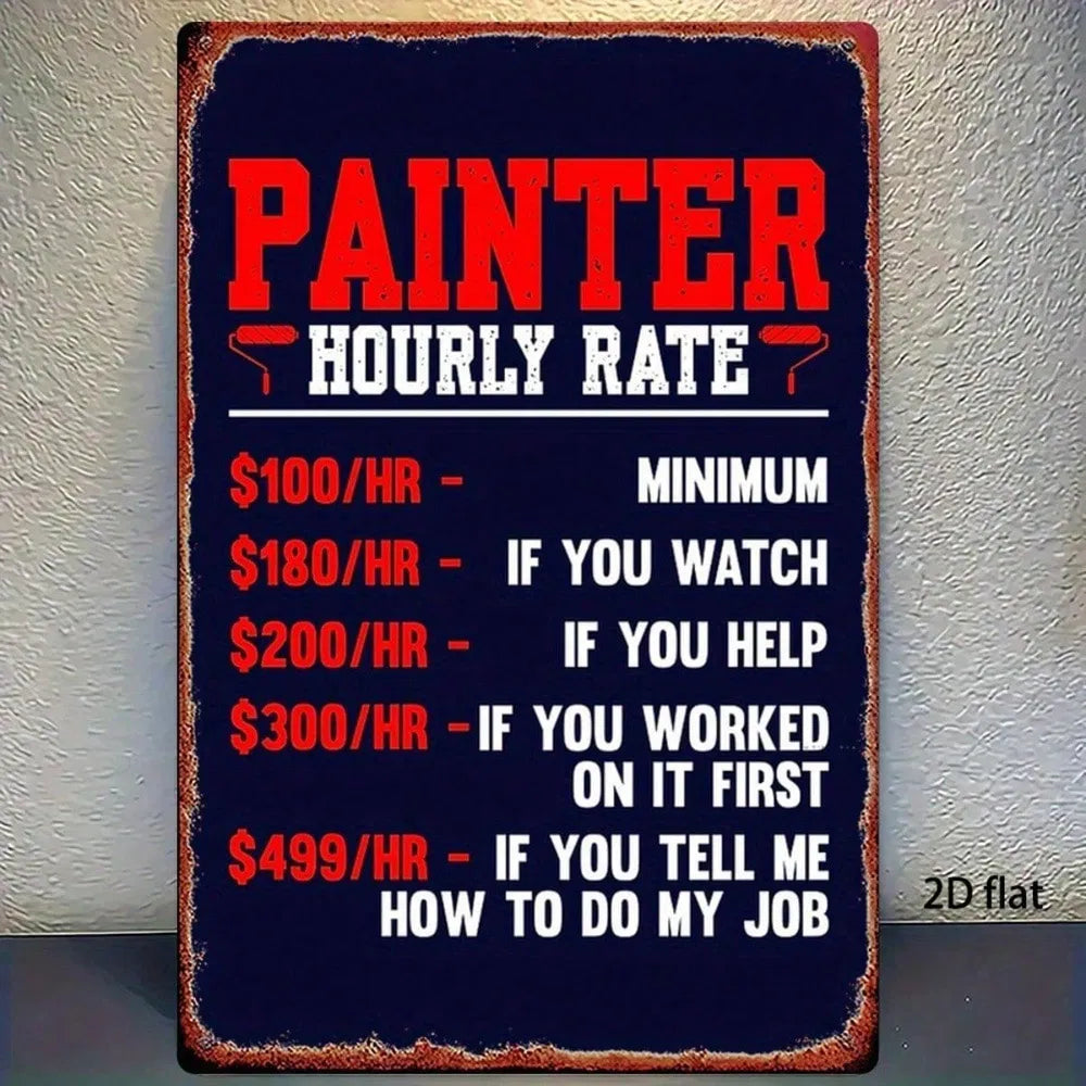 Funny Painter Varnisher Metal Sign, 8x12 Inch Vintage Iron Plate Wall Art, Waterproof Rustproof Durable Indoor Decor - view 6
