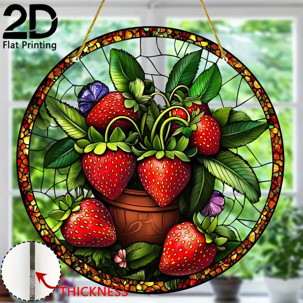 Acrylic Strawberry Hanging Decor Colorful Window Wall Art Garden Ornament Unique Gift for Nature Lovers - view 9