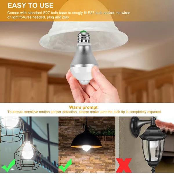 E27 Motion Sensor Light Bulb 9W/5W 1000LM 6500K Dusk To Dawn Automatic On/Off LED Light Bulb Indoor Outdoor Use - view 5