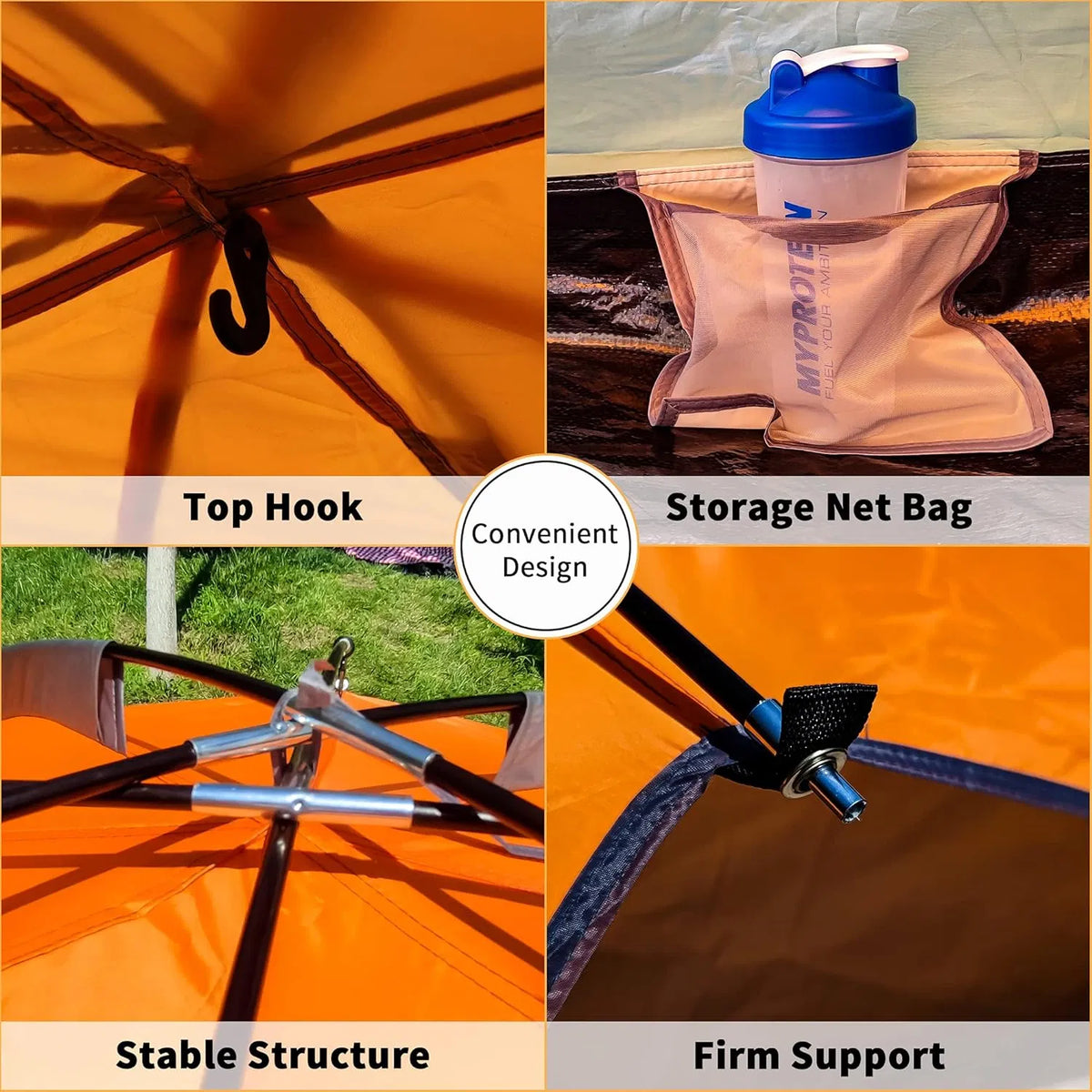 2/6 Family Camping Tents, Outdoor Double Layers Waterproof Windproof with Top Roof Rainproof and Large Mesh Windows - view 6