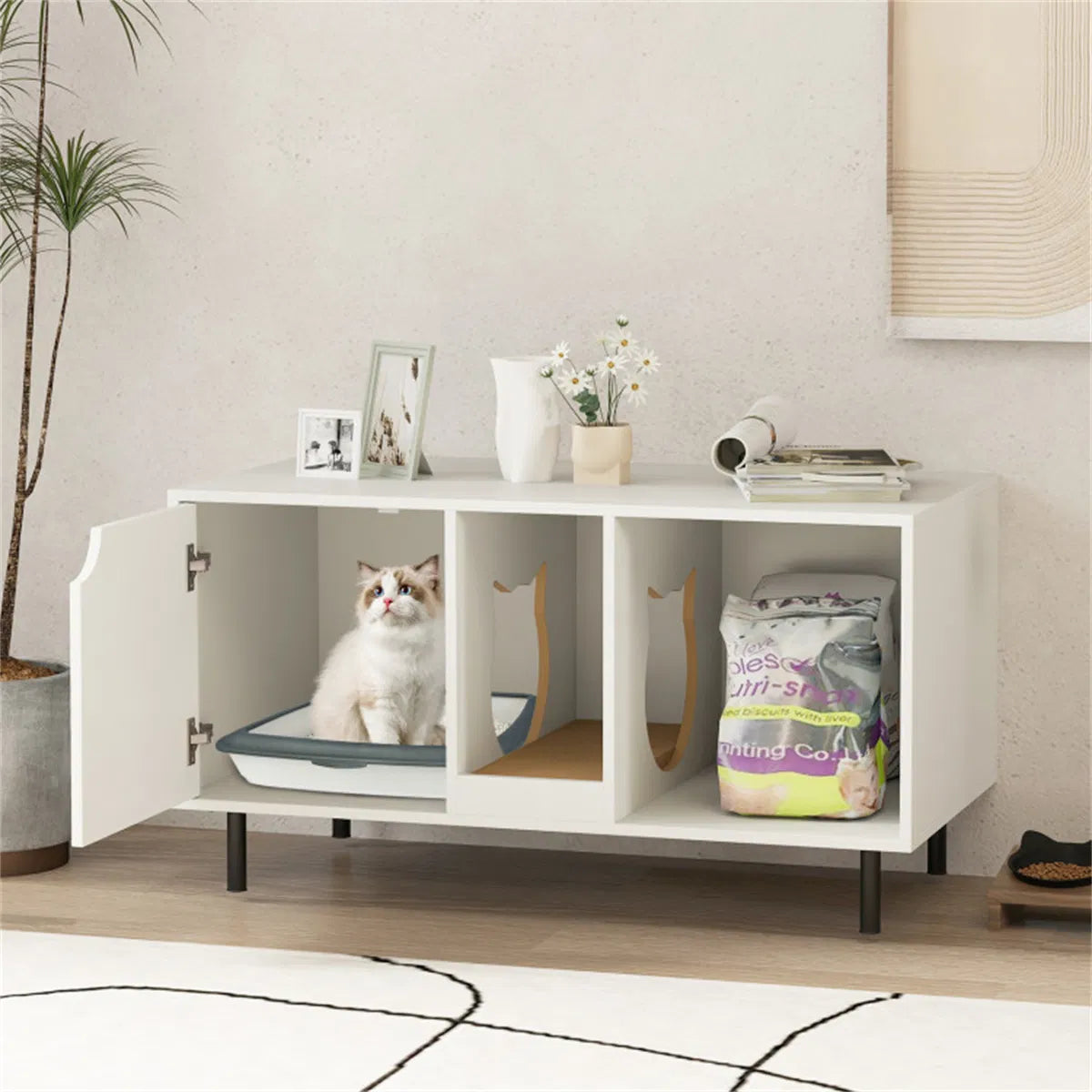 White Cat Litter Box Enclosure - view 10