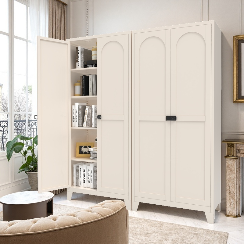 71'' 2 Shapely Door Cabinet With Lock, Metal Storage Cabinet With Doors And Adjustable Shelves, For Kitchen, Bedroom - view 10