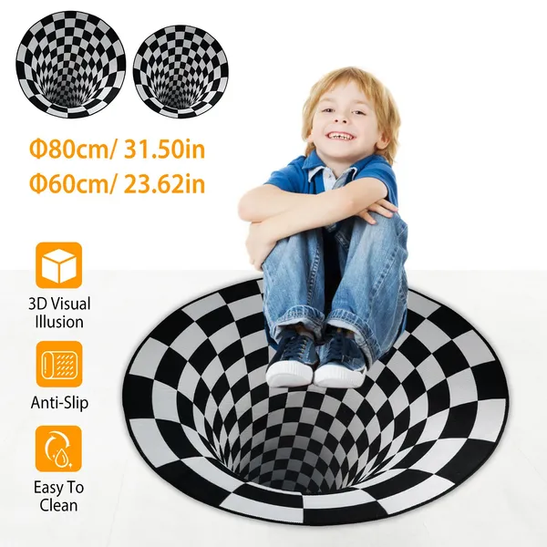 3D Visual Floor Area Mat Anti-slip Illusion Rug Doormat Round Living Room Carpet Mat - view 6