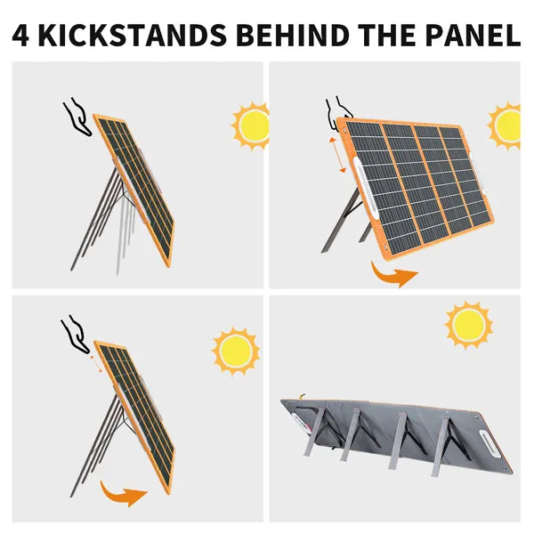 100W 18V Portable Solar Panel; Flashfish Foldable Solar Charger With 5V USB 18V DC Output Type-C Output Compatible - view 5